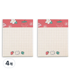 Langcat Mall 鳥嘴可撕迷你便條紙, 草莓, 1入, 4個