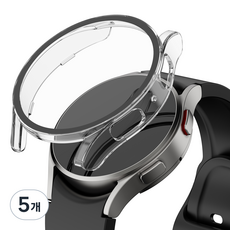 누아트 갤럭시워치 하드 케이스 풀커버 액정보호 강화유리 40mm 1개입, 투명, 5개
