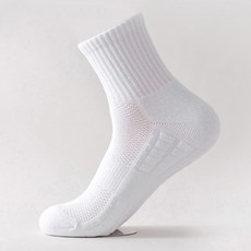 Aster 男女通用雙層緩震跑步運動中筒襪, 白色, 10個