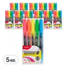 monAmi Memory S 螢光筆 5色組, 綠色+粉紅色+橘色+天藍色+黃色, 60個
