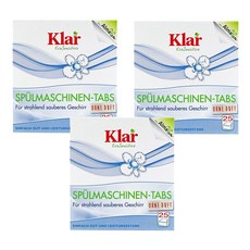 德國 Klar 無磷植萃酵素檸檬酸分解油汙水垢洗碗機專用環保洗碗錠 25顆/盒, 500g, 3盒