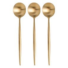 邸家本舖 304不鏽鋼歐風純色餐具, 土豪金色, 3支