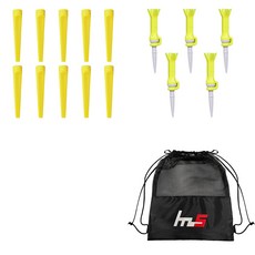 NAYASTYLE 塑膠高爾夫長Tee 10入 + PU高爾夫長Tee 5入 + 收納袋套組 GFYp-185-3 + 171-2PU, 混色