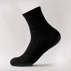 Aster 男女通用雙層緩震跑步運動中筒襪, 黑色, 10個