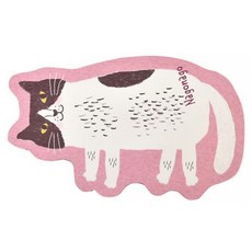 kUSUgURU JAPAN 日本眼鏡貓 吸水速乾 止滑底造型天然橡膠地墊 Nagonago-san款, 粉色, 1個