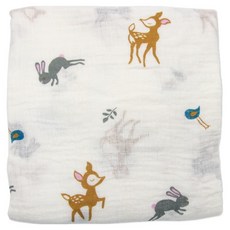 OhBabyLying 嬰兒紗布包巾 120 x 110cm 柔軟透氣多用途 寶寶四季皆宜舒適蓋毯, NO.1 小鹿兔兔