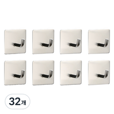 Homevanesse 不鏽鋼304 多用途黏貼式掛鉤, 銀色, 32個