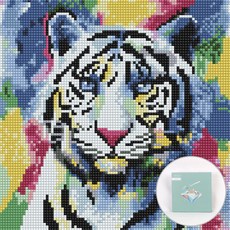 Artjoy DIY 珠寶十字繡套裝帆布 25 x 25 厘米, 白虎, 1套