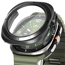 NUART Galaxy Watch 硬殼 全包覆 螢幕保護 鋼化玻璃 47mm 1入, 黑色