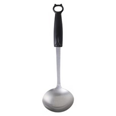 KAI 貝印 黑貓圓湯杓, 銀色 + 黑色, 1個