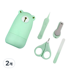 감동픽 손톱깎이 세트 곰돌이, 그린, 2개