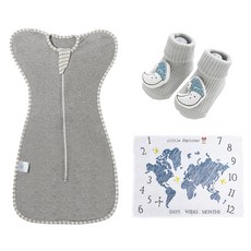 insular 茵秀麗 可莉鹿 嬰兒禮盒組 (0-3個月/3-6個月/6-9個月), 柔軟精梳棉 吸濕排汗, 灰色, 1盒