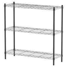 dayneeds 日需百備 輕型烤漆三層架 鐵架 收納 櫃子 電器櫃 層架, 黑色, 3層