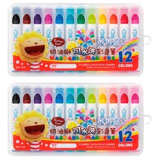 SIMBALION 雄獅 奶油獅 可水洗彩色筆 12色, 安全無毒, 色彩豐富亮麗, 圓錐筆尖設計, 2盒