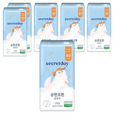 secretday 柔棉輕薄護墊, 40片, 長型(18cm), 6包