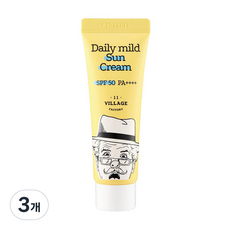빌라쥬11팩토리 데일리 마일드 선크림 SPF50+ PA++++, 25ml, 3개
