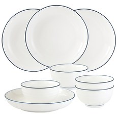 JUST HOME 里尼陶瓷餐具組 8件, 4.5吋飯碗4個 + 7吋深盤4個, 混色, 1組