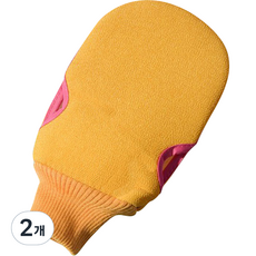 코코마트 양면 스크럽 때밀이 장갑, 옐로우, 2개, 1개입