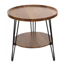 FAmILyLIFE 生活 木冶山居 Carmel鍛鑄雙層圓形茶几 WO-014 60cm 6.1kg, 胡桃木