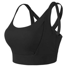 U領運動背心 75%尼龍+25%彈性纖維 透氣排汗 集中, L, 黑色