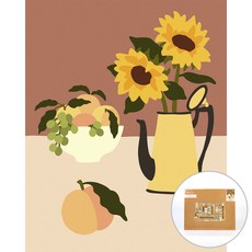 Artjoy DIY 傑作繪畫有福的桃子和向日葵 40 x 50 厘米, 混合色, 1個