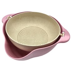 小麥雙層瀝水籃 廚房用品, 粉色, 1個