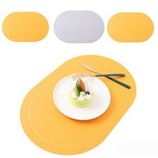 Templai PU防水北歐風雙色餐墊, 45 x 30 cm, 黃色, 4個