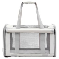 萌貝貝 兩用超透氣可折疊外出寵物包 適用於7.5公斤內貓咪/5公斤內狗狗, 46 x 30 x 30cm, 米白色, 1個