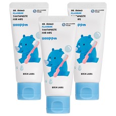 에이카랩스 코뿔소 어린이 불소 치약 청포도향, 60g, 3개