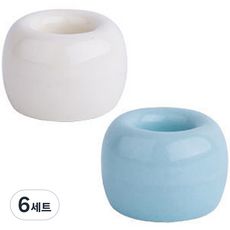 River Green 純瓷牙刷架 2p, 藍色 + 白色, 6組