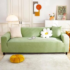 好物良品 抽象藝術系列 防貓抓 高彈力立體提花沙發罩 抱枕套 四季通用 可機洗 可烘乾, 綠色, 1件