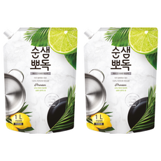 Soonsaem 瞬潔廚房洗碗精 柑橘香 補充包, 1L, 2個