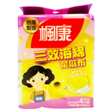 楓康 三效海綿菜瓜布, 4片, 1包