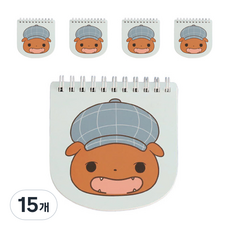 아이세움 엉덩이탐정 캐릭터 모양노트, 블루(브라운), 15개