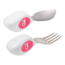 doddL 人體工學兒童學習餐具, 乾燥玫瑰粉, 湯匙 + 叉子, 1組