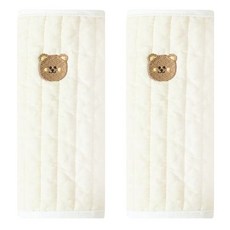 Mamsforyou 100支棉 雙層嬰兒背帶肩帶口水巾 按扣式 小熊款 2入, 小熊 米色, 2條