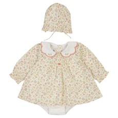 ETTOI 新生兒用極光花朵連身衣 + 帽子套組
