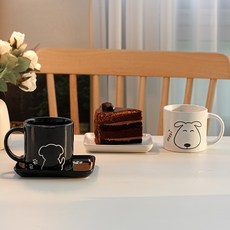 Royal Boden 狗馬克杯2種 + 迷你盤2種, 1套, 白色 + 黑色