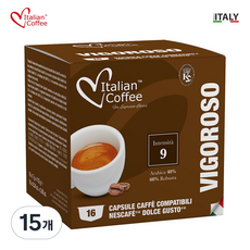 이탈리안커피 돌체구스토 호환 비고로소 캡슐커피, 7g, 16개입, 15개