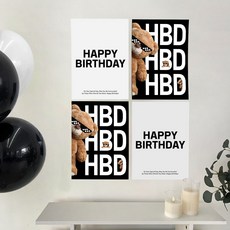 標準嘻哈熊熊生日海報 2款 x 2張 A4套組, 熊熊 黑色, 1套