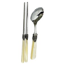 EME 韓式餐具禮品組, 象牙白, 餐匙 + 筷子, 1套