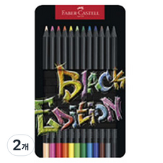FABER-CASTELL 輝柏 Black Edition 彩色鉛筆 鐵盒 116413, 2個, 12色