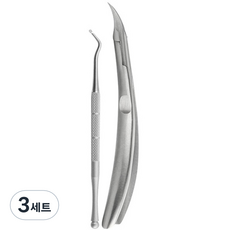 플라카 큐티클 네일케어 페디큐어 니퍼 2종 세트, 실버, 3세트