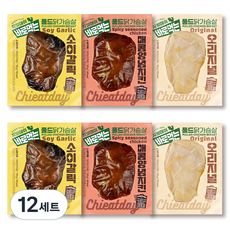 치잇데이 바로먹는 풀드 닭가슴살 오리지널맛 100g + 매콤양념치킨맛 100g + 소이갈릭맛 100g 세트, 12세트