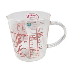 HARIO 好璃奧 耐熱玻璃把手量杯, 200ml, 1個, 透明色 + 紅色