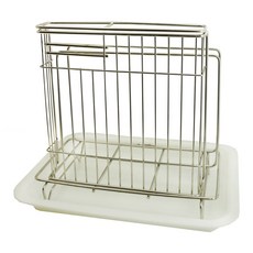 不銹鋼菜刀砧板架 附PP盤, 銀色 + 白色, 1個