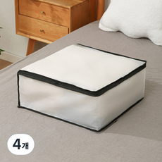 메이크마인 가정용 방진 방수 PVC 이불 수납 파우치 리빙 정리함, 블랙, 45 x 45 x 20 cm, 4개