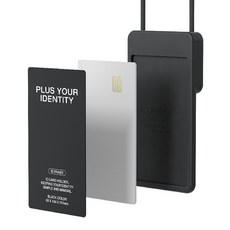 PLUS X OBJECT ID Frame 2.0 高級員工證卡套 頸掛繩 + 卡片保護膜, 黑色, 1個