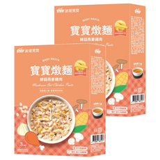 波堤寶寶 寶寶燉麵 鮮菇燕麥雞肉 3入 適合1歲以上寶寶 小巧造型麵體 多元食材調配 無添加, 450g, 2盒