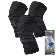 징바 배곧인터내셔널 헬스 크로스핏 실리콘 스프링 지지 무릎보호대, 블랙, 3개